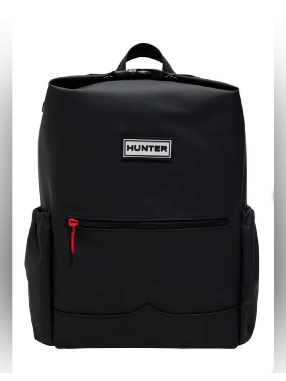 Hunter Black Backpack with Red Zip Pull